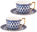 KAMMAK Tea Cups and Saucers Set of 2, Fine Bone China Coffee Cups, NX027 by KAMMAK