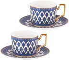 KAMMAK Tea Cups and Saucers Set of 2, Fine Bone China Coffee Cups, NX027 by KAMMAK