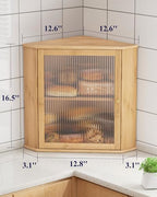 Kitsure Wooden Corner Bread Box for Kitchen Countertop, Large, Natural - Image 2