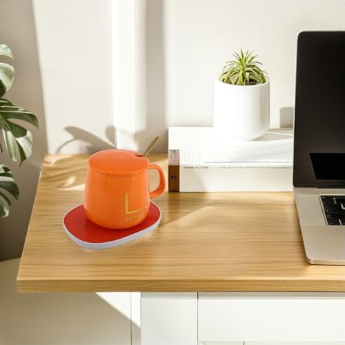 ABOOFAN Electric Coffee Mug Warmer with Ceramic Cup, USB 5v Electric Heating Cup, Temperature Control Beverage Warmer for Desk Use, for Home and Office Warm Drinks - Image 5
