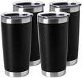 HASLE OUTFITTERS 20oz Stainless Steel Tumblers Bulk, Insulated Travel Cup with Lid, Double Wall Vacuum Coffee Mug for Cold & Hot Drinks 4 Pack, Black by HASLEOUTFITTERS