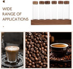 Glass Coffee Bean Storage Tubes with Walnut Wood Stand Airtight Lids - Image 3