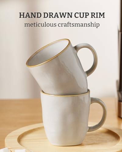 famiware Coffee Mugs Set of 8, Ocean Square 13oz Coffee Cup Set with Handle - Image 5