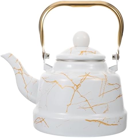 Marble Pattern Enamel Tea Kettle, 1.7L Stovetop Water Kettle for Home Use, Suitable for Gas Furnace and Induction Cooker, Ideal for Brewing Tea, Coffee, and More by Zerodeko