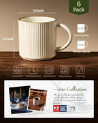 famiware Coffee Mug Set of 6, Star 12 oz Ceramic Mugs Cups Set with Handle - Image 4