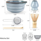 Mikasa 5 piece Matcha Set with Blue Stoneware Bowl and Bamboo Whisk - Image 2