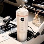 Car Electric Kettle 12V/24V Dual Voltage, Portable Travel Electric Kettle for Road Trips, Mini Small Water Boiler with 4 Temp Control, 316 Stainless Steel,16oz(Beige) by JEKABA