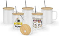 AGH 6 Pack Sublimation Glass Cups with Handle, 16oz Frosted Sublimation Blanks with Bamboo Lid & Stainless Steel Straw, DIY Beer Can Tumbler for Iced Coffee, Juice, Beer, Wedding, Birthday Gifts by AGoodHopeforYou