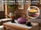 40 Oz Purple Dragon Cast Iron Teapot, Enamel Interior, Infuser & Trivet - Image 4