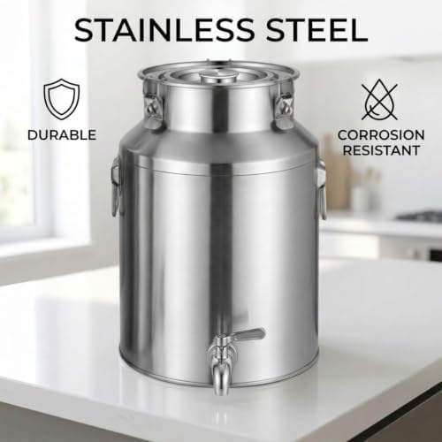 Stainless Steel Milk Can Tote Jug with Sealed Lid, Heavy Duty Milk Bucket - Image 2