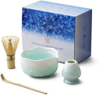 Natural Crystal Flower Matcha Set - 4 Pcs Food Grade Matcha Kit with Spouted Bowl, Matcha Whisk, Scoop and Chasen Holder - Matcha Tea Ceremony Gift for Matcha Lovers (Pine Shadow) by Unknown
