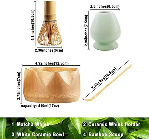Japanese Matcha Tea Set, Bamboo Matcha Whisk Unique Matcha Set - Flower-Shaped Matcha Bowl Green Whisk Stand, Traditional Scoop, Perfect Handmade Matcha Ceremony Kit - Image 6