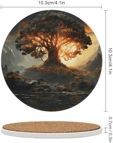 Natural Beauties Coasters Round Coasters Set Ceramic Stone Coaster with Cork Base Coffee Cup Beverage Cup Mat Cute Funny Table Drinks Coaster for Mugs and Cups Office Kitchen - Image 2