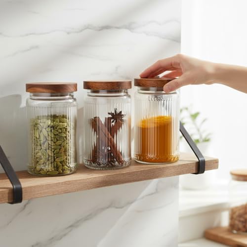 6 Pcs 1000ml/34 oz Vintage Glass Jars with Wood Lids - Image 6