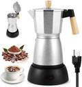 Moka Pot Electric Espresso Coffe Maker, 300ml 6 Cups Portable Coffee Pot with Overheat Protection and Detachable Base, Electric Espresso Maker, 450W, Silver by ForBetterLife
