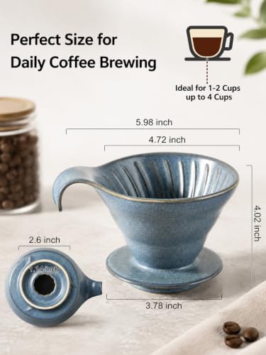 Gomakren Asian Soup Spoons, 6.5 Inch Ceramic Chinese Soup Spoons & Pour Over Coffee Dripper, Single-Hole Cone Brewer - Image 7