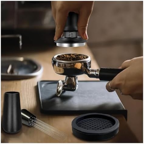 4 Pcs Coffee Utensil Stainless Steel Powder Press Hammer Loose Powder Needle Powder Ring Practical Professional Coffee Tools(Black 53MM-4 Pcs) - Image 2