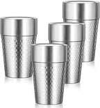 Stainless Steel Double Wall Cup, 16 oz Insulated Tumbler, 4 Pack Unbreakable Stackable Water Tumblers Insulated Metal Cup Premium Drinking Glasses for Travel Camping Home Outdoor by Offiper