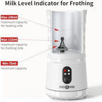 Electric Milk Steamer and Frother, Hot & Cold Foam Milk Warmer with Temperature Control, Auto Shut-Off Frothers for Coffee, Latte, Cappuccino, Macchiato - Image 7