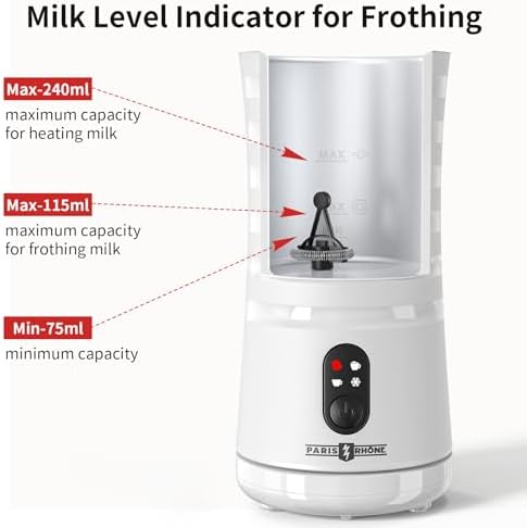 Electric Milk Steamer and Frother, Hot & Cold Foam Milk Warmer with Temperature Control, Auto Shut-Off Frothers for Coffee, Latte, Cappuccino, Macchiato - Image 7