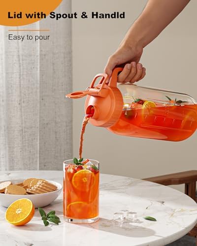 Mason Jar Pitcher Set of 2, 64oz (2quart) Glass Pitcher with Lid for Tea - Image 3