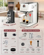 Tuni E2 Gen3 Espresso Machine with G1 Conical Burr Coffee Grinder, Noir - Image 2