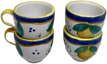 Set of 4 Hand Painted Italian Ceramic Cups 2 oz – Made in Italy Lemon Design, Artisan Pottery Shot Glasses for Espresso - Image 7