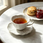 HVH 10 oz Cappuccino Cups with Saucers Set of 4, Cream - Image 5