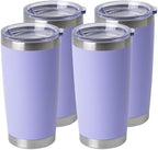 HASLE OUTFITTERS 20oz Stainless Steel Tumblers Bulk, Insulated Travel Cup with Lid, Double Wall Vacuum Coffee Mug for Cold & Hot Drinks 4 Pack, Light Purple by HASLEOUTFITTERS