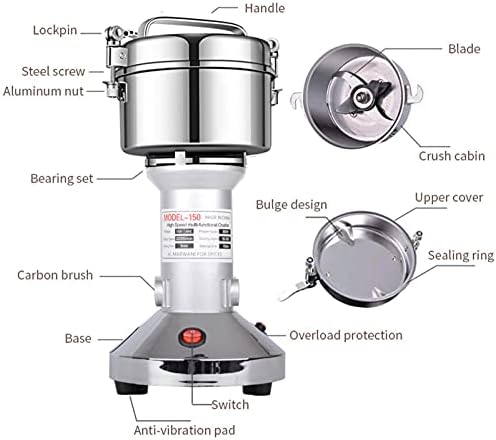 Grain Mill 150g High Speed Food Electric Stainless Steel Grinder Mill Seeds Flour Nut Pill Wheat Corn Herbs Spices & Seasonings Grinder Dry Grain Powder Machine - Image 3