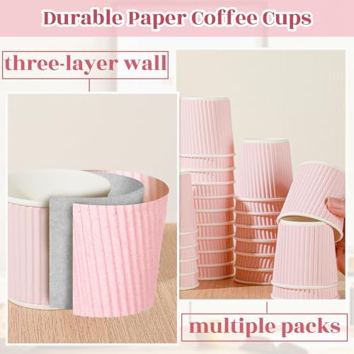 Yaomiao 200 Pcs 4 oz Disposable Espresso Coffee Cups, Pink - Image 3