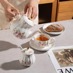 Sweejar 40FLOZ Royal Teapot with Infuser,Porcelain Tea Pot(Rose) - Image 3