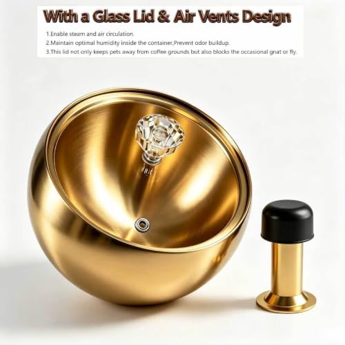 Upgraded Stainless Steel Espresso Knock Box Coffee Knock Box with Glass Lid and Magnetic Removable Knock Bar, Holds 20Double Espresso pucks & Coffee Grounds (GOLD) - Image 5