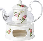 Glass Tea Pot Warmer Set 22oz Glass Teapot with Removable Loose Tea Infuser and Candle Holder Warmer Heating Base Elegant Teapot Gift Set Stovetop Safe Kettle,Style 4-7.,Style 5-7.67 x 8.68 inch by Unknown