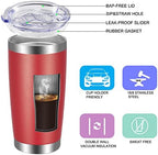 VEGOND 20oz Tumbler with Lid and Straw Stainless Steel Tumbler Cup Bulk Vacuum Insulated Double Wall Travel Coffee Mug Powder Coated Coffee Cup, Red, 6 Pack - Image 2