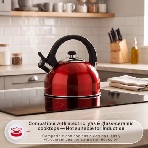 Magefesa Sabal Stainless Steel Whistling Tea Kettle, 2.1 Qt, Drip-Free Pouring Spout, Ergonomic Handle, Removable Lid - Image 7