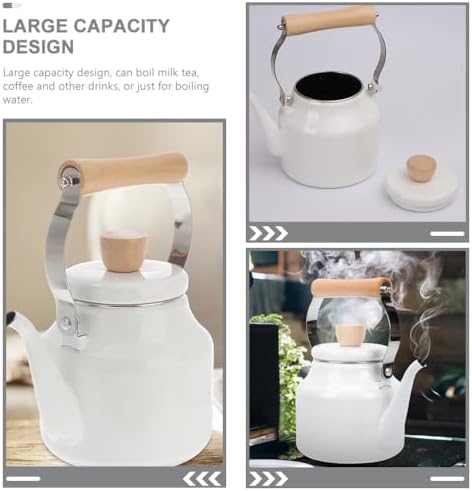 BESTOYARD Enamel Tea Kettle Whistling Tea Kettle Stovetop Thickened Boiling Water Pot for Gas and Induction Cooktops 9.84 X 5.90 X 5.90 in Home Office Restaurant - Image 6