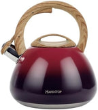 MARSKITOP Stovetop Whistling Tea Kettle, Stainless Steel, 2.6 Quart, Red by MARSKITOP
