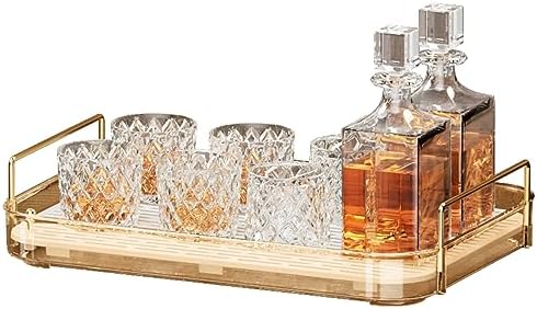 Seoneiro Whiskey Tray, Glass Cup Rack, Mug Holder, Coffee Cup Organizer, Bathroom Countertop with Drain Board Wine Glass Decorative Organizer, Food Tray, Kitchen Spice Rack by Seoneiro