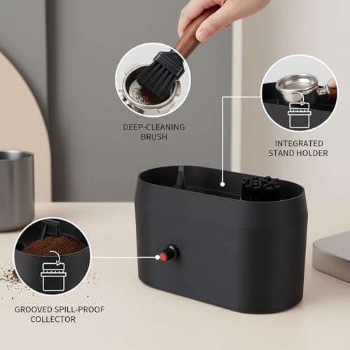 Diydeg Electric Portafilter Cleaning Machine, Portafilter Cleaner, Coffee Cleaning Box Spill Proof Hard Clean Brush Tool for Home or Commercial Coffee Bar - Image 4