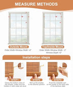 24" W x 72" H Cordless Bamboo Roman Shades for Interior, Brown - Image 3