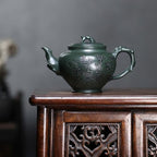 Tea Pots For Loose Tea Creative Hand-made Green Clay Carved Plum Primrose Teapot Home Desktop Tea Maker Tea Infuser Pot - Image 3