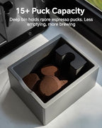 Espresso Knock Box with Brush, Compact Coffee Grounds Container, Grey - Image 5