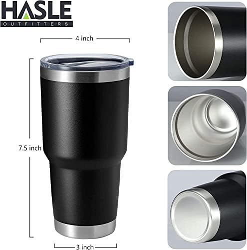 HASLE OUTFITTERS 30oz Stainless Steel Tumbler, Double Wall Vacuum Insulated Travel Mug Tumbler, Durable Insulated Coffee Mug, Gift Box Set (Black, 12) - Image 3