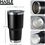 HASLE OUTFITTERS 30oz Stainless Steel Tumbler, Double Wall Vacuum Insulated Travel Mug Tumbler, Durable Insulated Coffee Mug, Gift Box Set (Black, 12) - Image 3