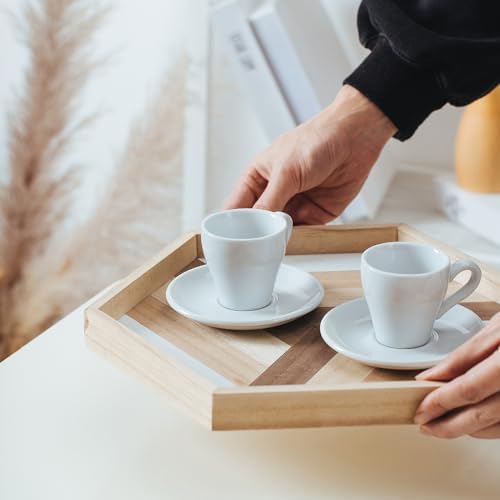 Espresso Cups Set of 6, 2.8 oz White Espresso Cups and Saucers - Image 3