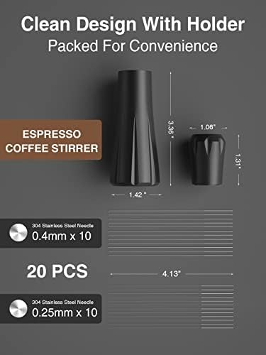 Manual Coffee Grinder & Espresso WDT Tool,Hand Ceramic Burrs Grinder with Cleaning Brush,304 Stainless Steel Distribution Tool for Barista,10x0.25mm,10x0.4mm,8 Needle Espresso Stirrer - Image 6