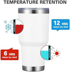 MEWAY 30oz Insulated Tumbler With Lids and Straws,Stainless Steel Double Vacuum Coffee Tumbler Cup, Brush, Durable Powder Coated Coffee Cup for Cold & Hot Drinks, Office, Travel(White,12 PACK) - Image 2