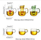 Coffee And Tea Kettle Handmade Glass Teapot With Removable Loose Tea Glass Infuser Blooming Teas 2-in-1 Tea Kettle Applicable Electric Pottery Tea Pot (Color : Yellowx2 Cup) - Image 2