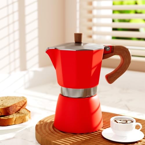 ShanSon Moka Pot 3 Cup 5 oz Italian Coffee Maker and Coffee Canister Airtight Coffee Container 22OZ, Blue & Red - Image 5